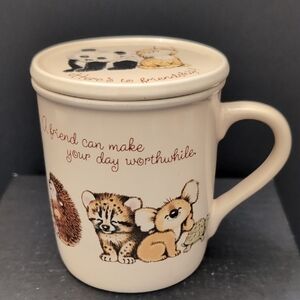 VGT, Hallmark Mug Mates Coffee Mug with Lid, Features Baby Animals.